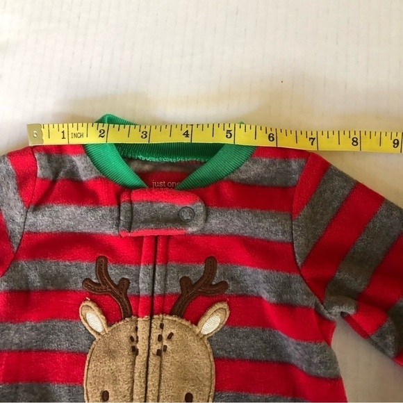 Carter’s Just One You Baby Boys' Reindeer Striped Fleece Footies Size 3M - Picture 8 of 13